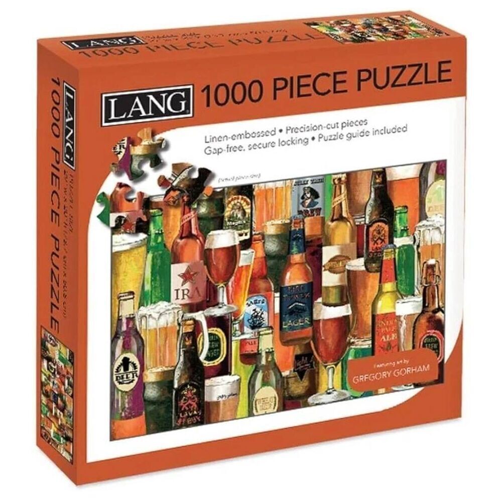 Lang, Crafted Brews 1000 Piece Puzzle by Gregory Gorham, Linen Embossed, NEW